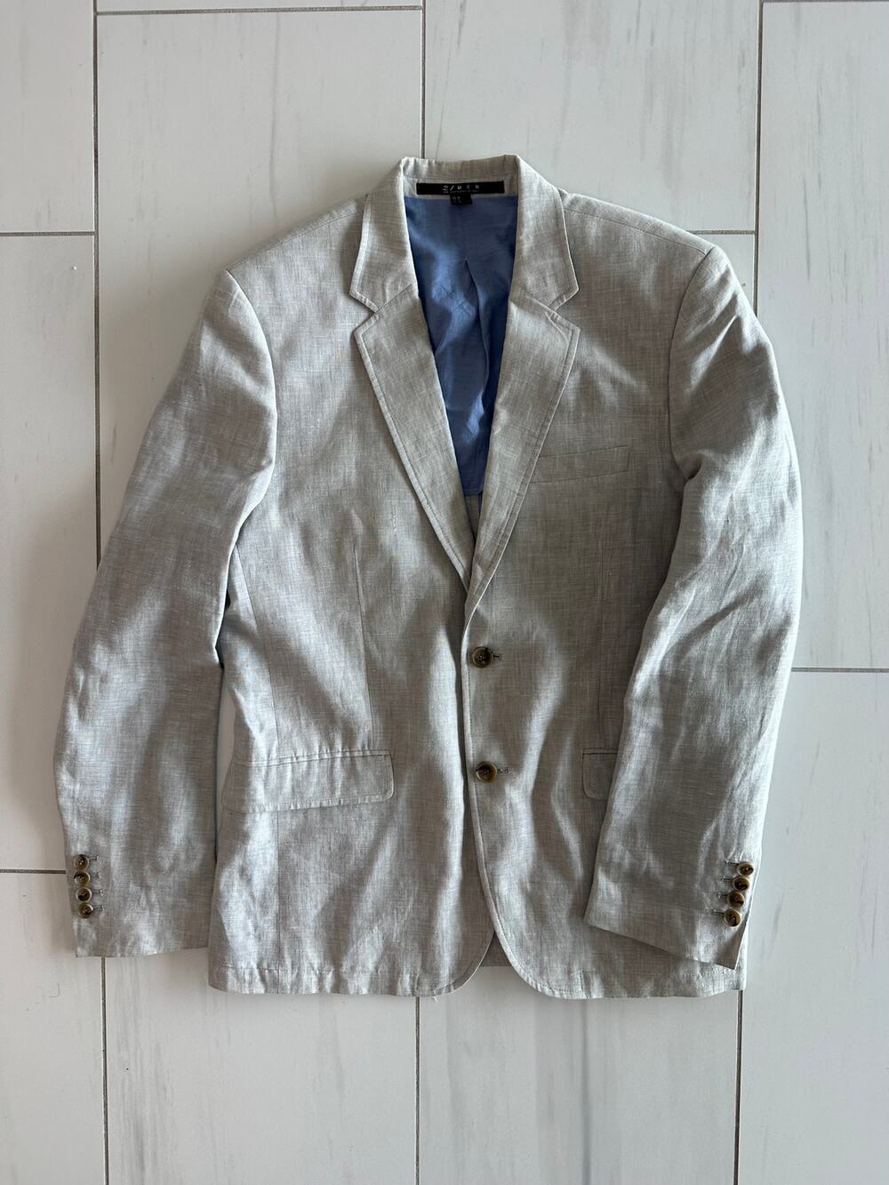 21 Men Linen Blend Blazer Mens Medium Beige 2 Button Casual Sport Coat M